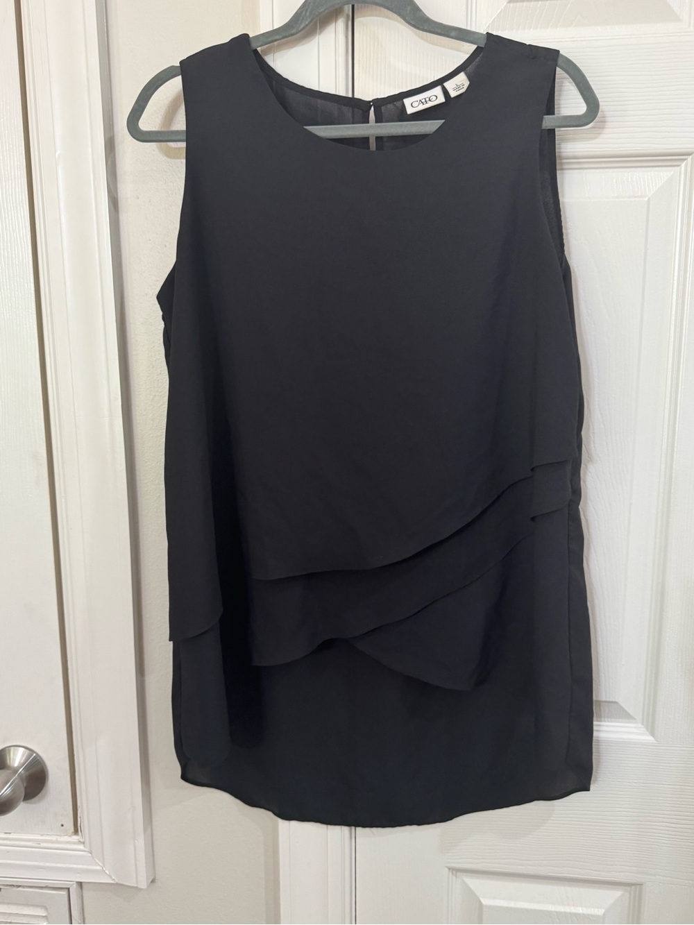 Cato Black Sleeveless Layered Chiffon Top